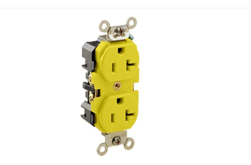 Toma Doble Anticorrosión Amarillo 20a 125v Leviton 53cm-62