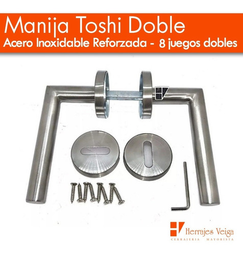 Imagen 4 de 10 de Manija Puerta Acero Inoxidable Toshi Doble Reforz Pack 8 U.