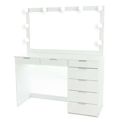 Penteadeira Ditália 7 Gavetas Branco Com Kit Luz Camarim