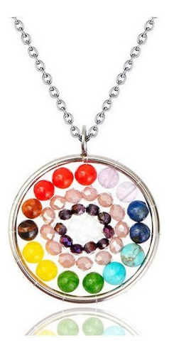 Collar Cuarzo Siete 7 Chakras Mandala Equilibrio + Estuche 