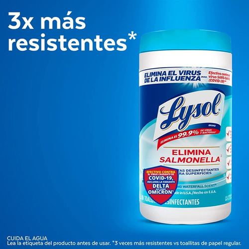 Toallitas Desinfectantes Lysol 80 Unidades Pote Azul