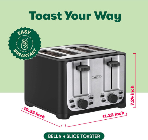 Bella 4 Slice Toaster With Auto Shut Off - Extra Wide Slo Ud
