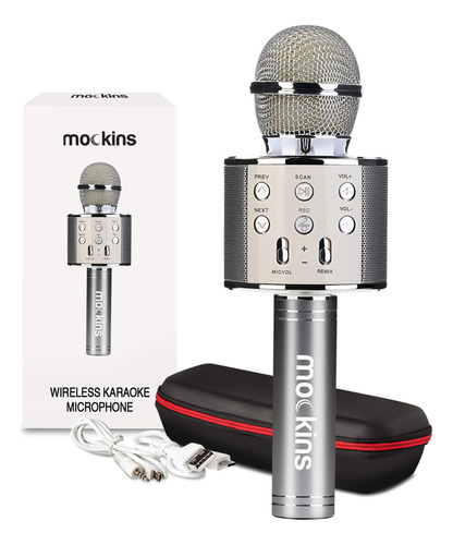 Micrófono De Karaoke Bluetooth Nevlers Silver Para Niños Con