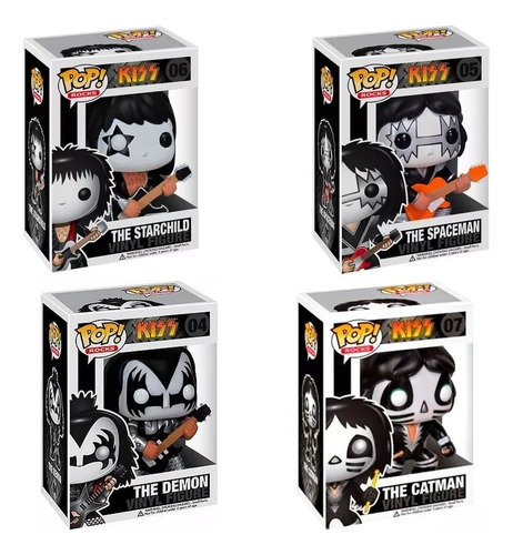 Funko Pop Set 4 Kiss Vaulted Demon Catman Spaceman Starchild