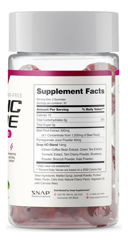 Snap Supplements Nitric Oxide Beet Gummies 60ct Sfn