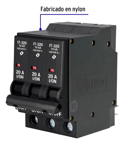Interruptor De 3 Polos 20a, Enchufable, Volteck. 47514