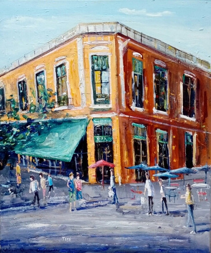 Cuadros Urbano 70x50 Buenos Aires Pintado A Mano 55