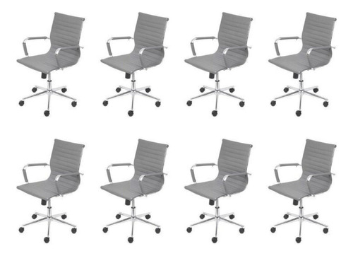 Kit 8 Cadeiras Para Escritório Diretor Esteirinha Com Wt