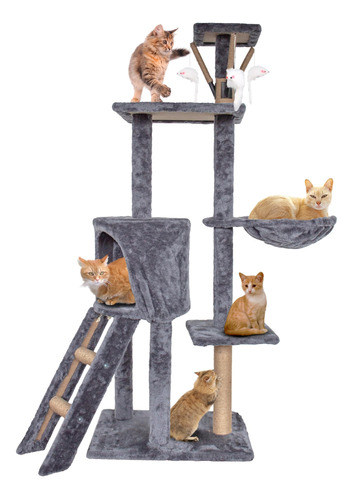 Torre Para Gato De 1.3m Rascador Casas Para Gatos Con Hamaca