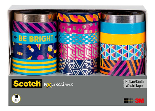 Scotch Expressions Washi Tape, 15 Rollos, Ideal Para Decorar