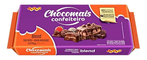 Barra De Chocolate Blend Ao Leite + Meio Amargo Com 1 Kilo