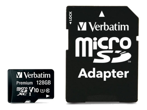 Imagen 2 de 2 de Tarjeta De Memoria Verbatim Micro Sd 128gb Con Adaptador Sd