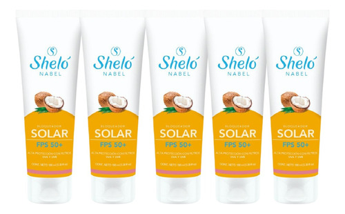 5 Pack Bloqueador Solar Biodegradable Shelo 100ml