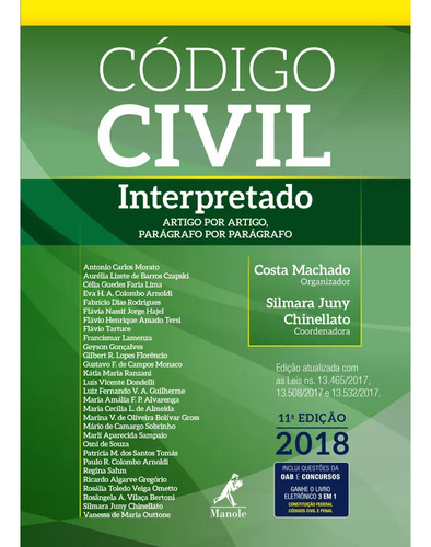Código Civil Interpretado, De Silmara Juny Chinellato. Editora Manole, Capa Dura Em Português