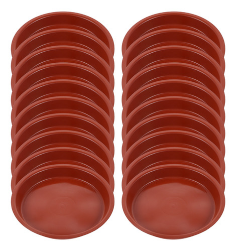 Base Para Maceta Redonda, 20 Unidades (borde Plano Rojo, Núm