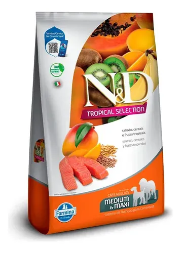 Ração N&d Tropical Selection Salmão Cães Ad. Raç. Média /grande 10,1kg