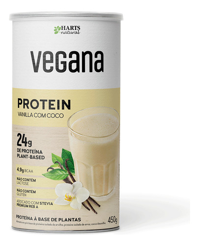Vegana Protein Harts Vanilla Coconut 25g De Proteína - 450g