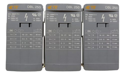 3 Pzas Block De Distribución De Energía Dbl250 250a Ete