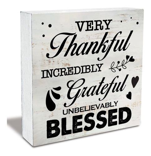 Cartel Caja Madera Rustica Agradecido Texto Ingl «thankful 5