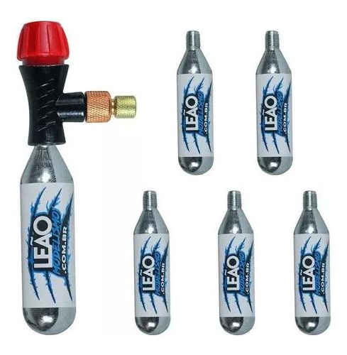 Kit Adaptador Bico Fino/grosso Bike + Cilindros Co2 16g