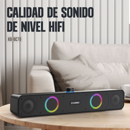 Parlante Kbod Soundbar Kb-bc70 Bluetooth Gamer 10w Rgb