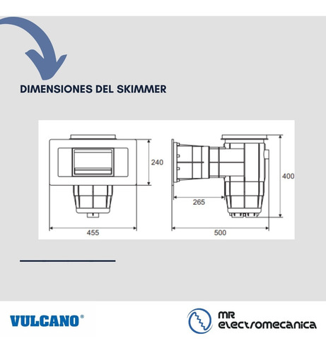Imagen 5 de 10 de Kit Hormigón Skimmer 38cm + Toma Fondo + 2 Virolas Vulcano
