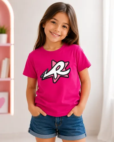 Camiseta Infantil Menina Emilly Vick Rosa 100% ALG.