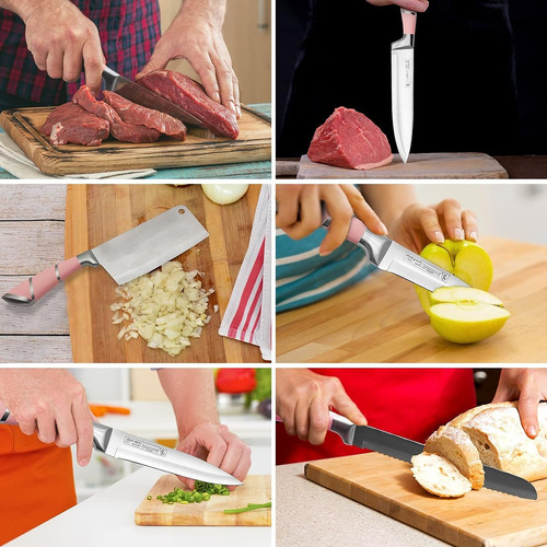 Juego De Cuchillos De Cocina Retrosohoo De Acero Rosas