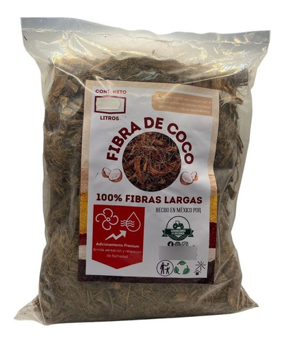 Fibra De Coco 100% Fibras Largas 45 Lts Orgánico