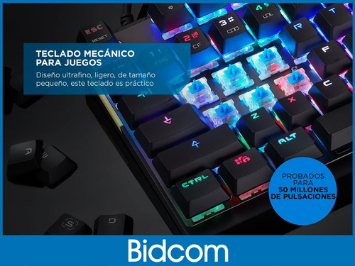 Imagen 4 de 6 de Teclado Mecanico Rgb Gamer Gadnic Pro Rainbow Switch Blue Color del teclado Negro Idioma Español Latinoamérica
