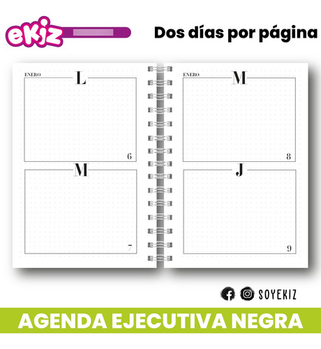 Agenda Ejecutiva Negra 2025 Tamaño A5