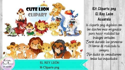 Cliparts El Rey León Acuarela  Kit Imprimibles