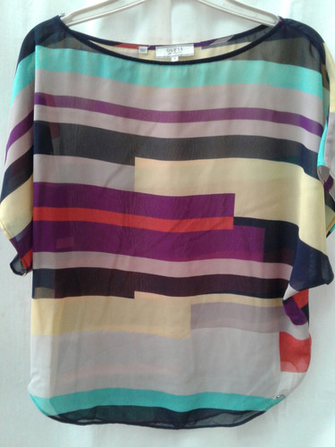 Blusa Guess En Bellos Colores Tela Semi Transparente Talle S