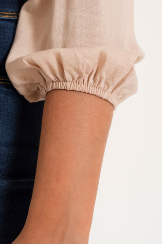 Imagen 5 de 6 de Top Blusa Corta Mujer Escote V Con Nudos Moños Manga Larga