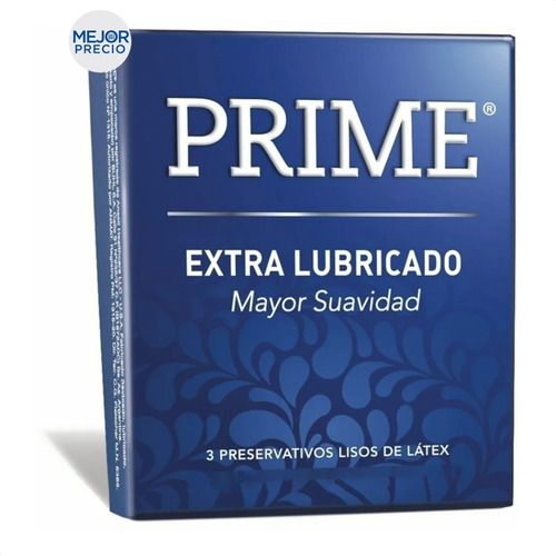 Imagen 1 de 3 de Preservativo Prime Extra Lubricado Mayor Suavidad Caja X3u