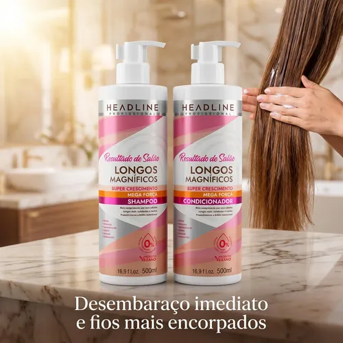 Kit Headline Resultado De Salão Longos Magníficos 2x500ml