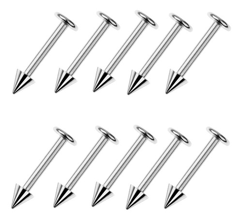 3 X 10 Piezas De Plata De Material Acero Inoxidable Labret