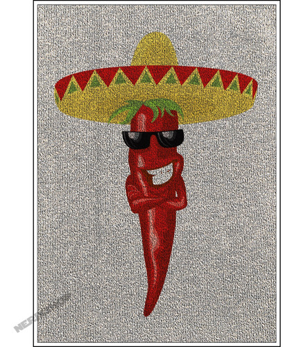 Poster Grande 60cmx84cm Decoração Mexicana Pimenta Sombrero