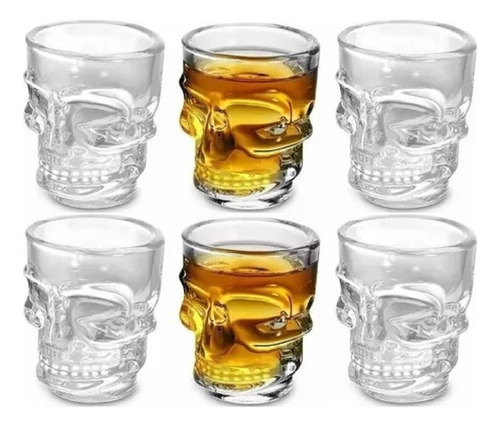 Set 6 Vaso De Calavera 75 Ml , Vidrio Corto Shot Caja