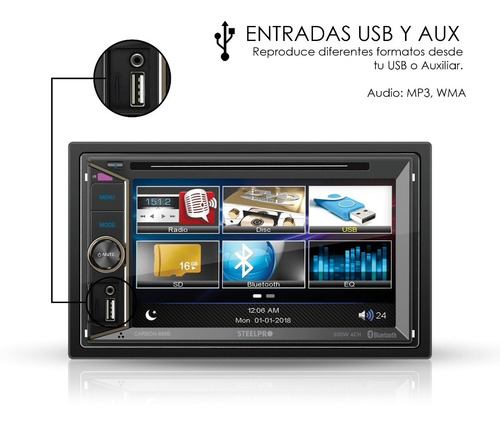 Imagen 6 de 8 de Autoestéreo Pantalla Táctil 6.2 Bluetooth Dvd/cd Usb Seelpro