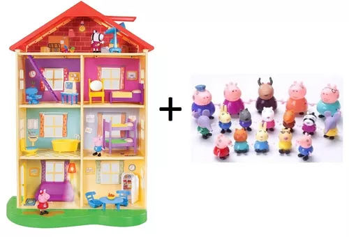 Super Casa Da Peppa Pig 4 Andares + 17 Bonecos De Pvc 275-1