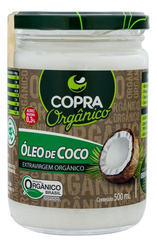 Óleo de Coco Extra Virgem Orgânico Copra Vidro 500ml