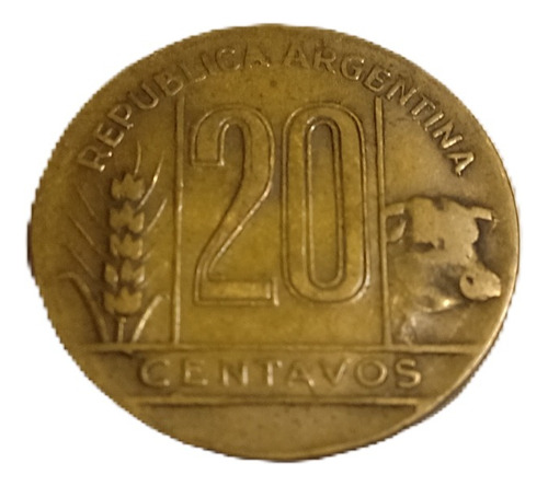 Antigua Moneda De 20 Centavos Con La Libertad 1945 (Usado)