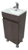 Comprar Gabinete para baño Lucas Malone Quad 40 + bacha de 40cm de ancho, 80cm de alto y 30cm de profundidad, con lavabo color blanco y mueble chocolate con un agujero para grifería