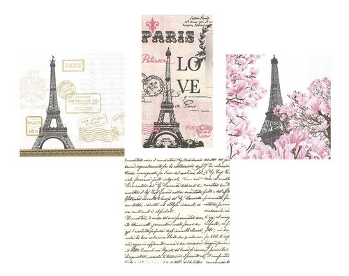 Imagen 1 de 6 de Servilletas Decoupage Torre Eiffel Paris Laura Craft