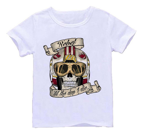 Remera Blanca Niños Casco Piloto Carreras R10