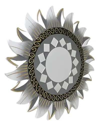 Espejo Redondo Decorativo Estrella Soles Luna C Vidrio 30cm