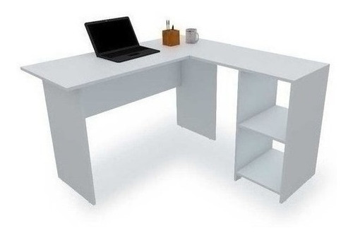 Imagen 1 de 3 de Escritorio Estudiantil Blanco En L, Con Repisas Envió Gratis