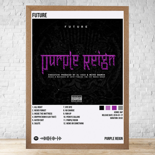 Cuadro Future Purple Reign 30x40 Con Vidrio Y Marco C472 Marrón Claro Clasico