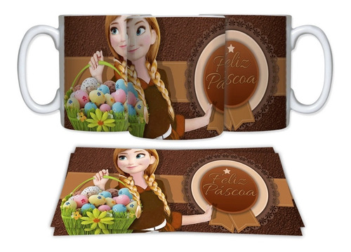 Caneca Ceramica Pascoa Chocolate Frozen Feliz Pascoa